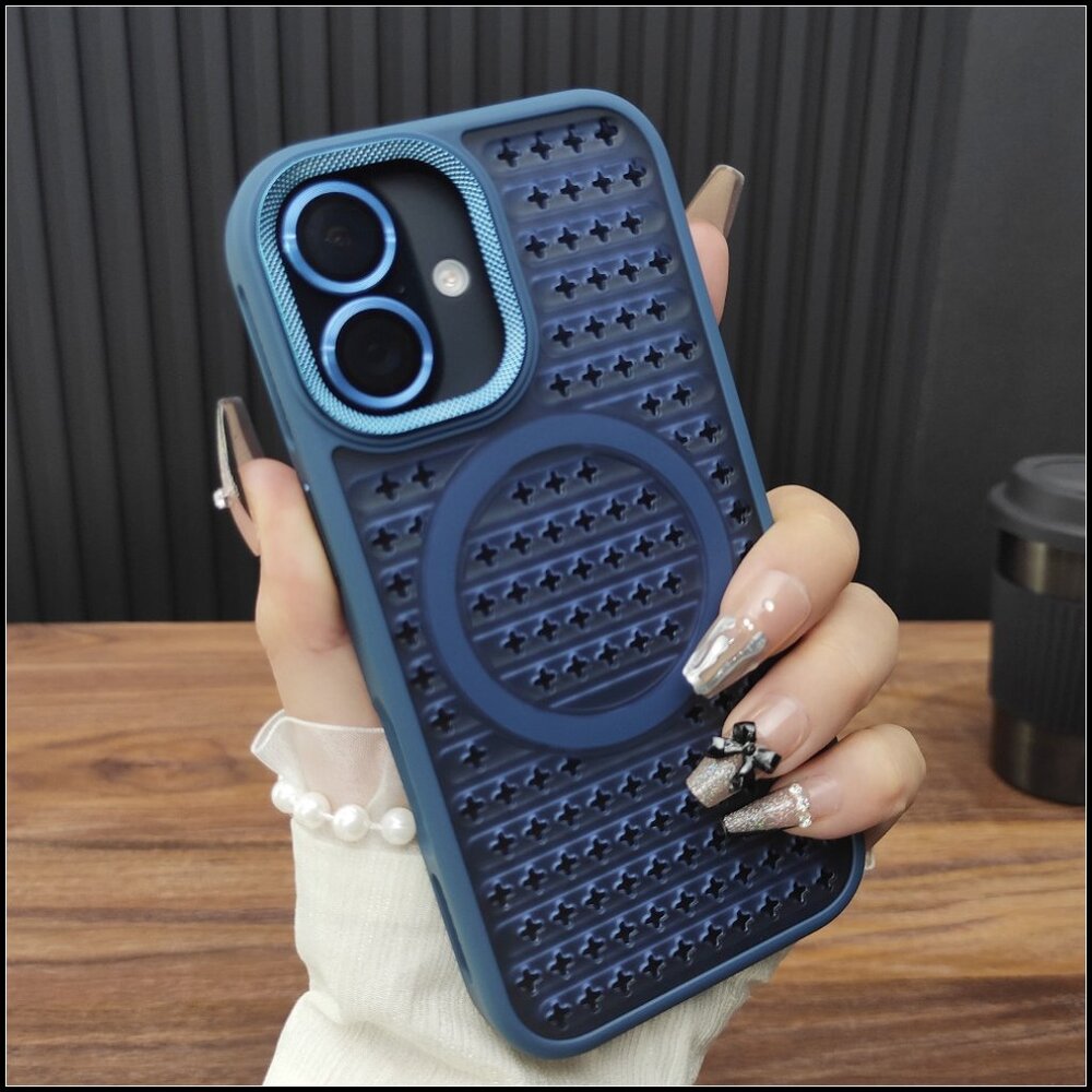 Deep Blue Star Perforated MagSafe Case